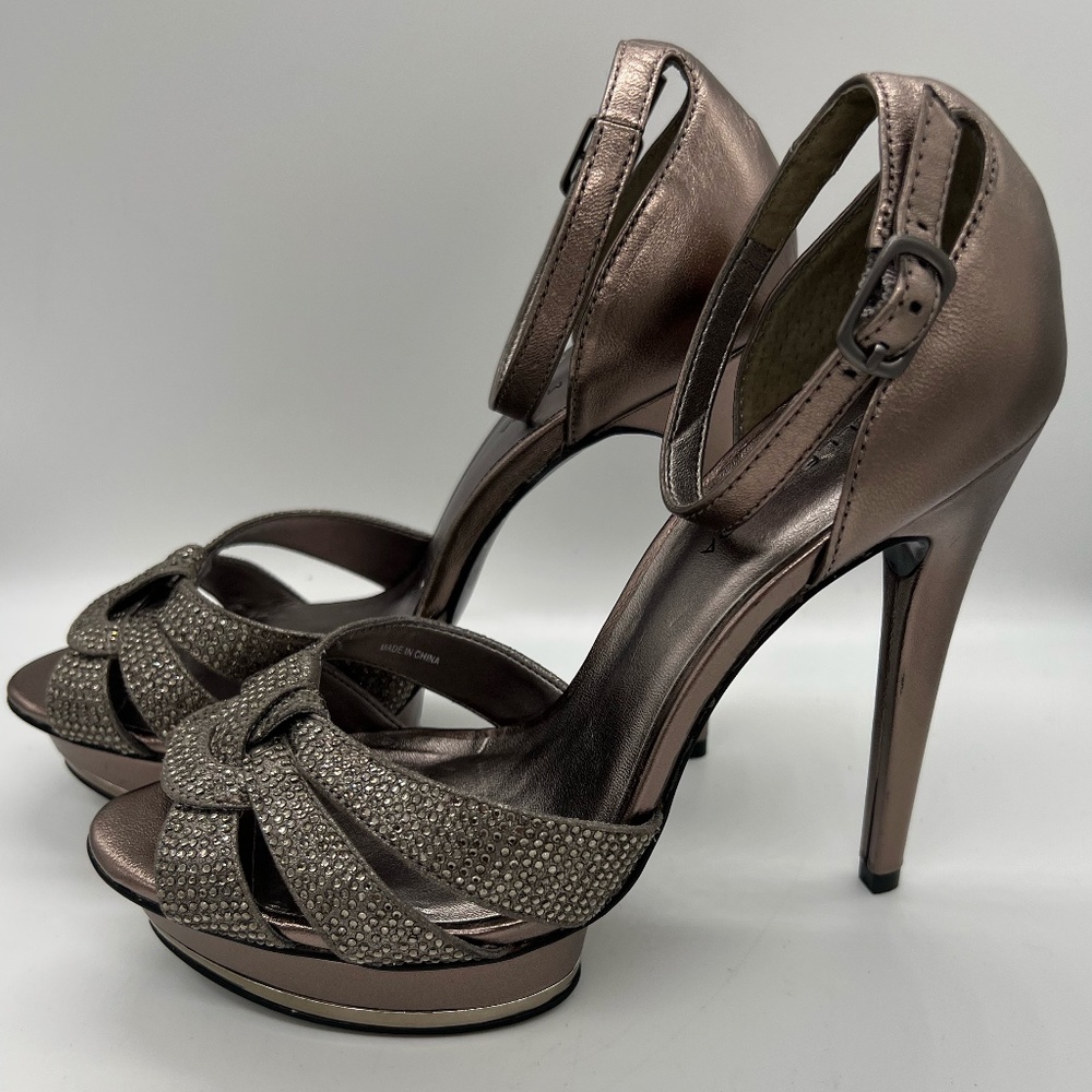 Metallic Platform Rhinestone Heels - Picture 2 of 6